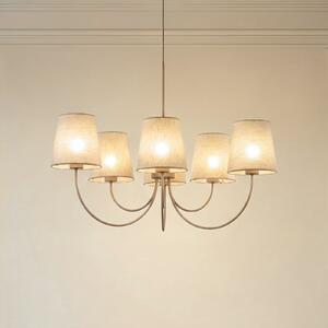 TK Lighting Πολυέλαιος Candi, μπεζ/αμμώδης, 6 λαμπτήρες, Ø 85 cm, E27, ρυθμιζόμενος, Μπεζ, Σαλόνι / τραπεζαρία, Ύφασμα / Κλωστοϋφαντουργία, σύγχρονο