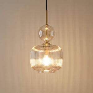 TK Lighting Κρεμαστό φωτιστικό Sophia, κονιάκ/μαύρο, γυαλί, Ø 15 cm, E14, ρυθμιζόμενος, Γκρι, Σαλόνι / τραπεζαρία, Γυαλί, σύγχρονο