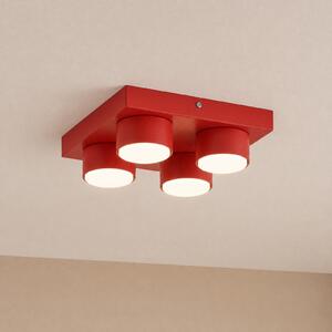 TK Lighting Φωτιστικό οροφής Brix, κόκκινο, μήκους 23 cm, με 4 λαμπτήρες, GX53, ρυθμιζόμενος, Κόκκινο, Σαλόνι / τραπεζαρία, Μέταλλο, σύγχρονο
