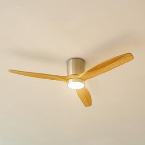 Lucande LED ανεμιστήρας οροφής Faipari, νικέλιο, DC, αθόρυβος, 132cm