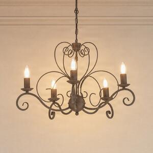 Luminex Πολυέλαιος Mauro, μπεζ, 5 φλόγες, Ø 62 cm, μέταλλο, E14, ρυθμιζόμενος, Μπεζ, Σαλόνι / τραπεζαρία, Μέταλλο, Αντίκα