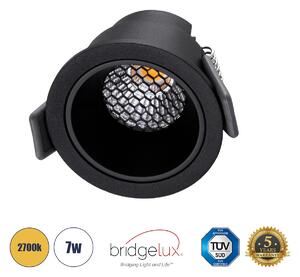 GloboStar® PLUTO-S 60251 Χωνευτό LED Spot Downlight TrimLess Φ6.4cm 7W 875lm 38° AC 220-240V IP20 Φ6.4 x Υ4.9cm - Στρόγγυλο - Μαύρο & Anti-Glare HoneyComb - Θερμό Λευκό 2700K - Bridgelux COB - 5 Years Warranty