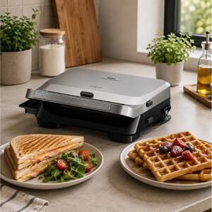 Τοστιέρα - Γκριλιέρα - Βαφλιέρα 3 σε 1 Braun SnackMaker 5 SM5006 με 2 σετ πλάκες, ισχύ 800W και επιφάνεια ψησίματος 27x13cm - Silver