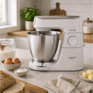 Κουζινομηχανή Kenwood Titanium Chef Baker KVL65.001WH με ενσωματωμένη ζυγαριά, ισχύ 1200W, χωρητικότητα 7L, μεταβλητή ταχύτητα και λειτουργία Pulse -