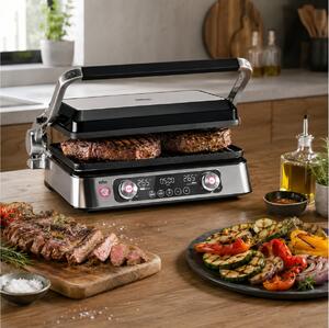 Τοστιέρα - Γκριλιέρα 2 σε 1 Braun MultiGrill 9 Pro CG9140 με 2 πλάκες ψησίματος, ισχύ 2200W και επιφάνεια ψησίματος 37x23cm - Black / Stainless Steel