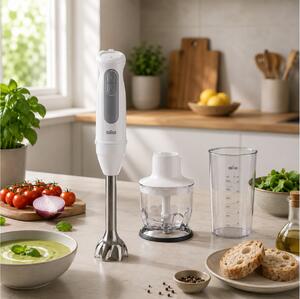 Ραβδομπλέντερ Braun MultiQuick 5 MQ50201MWH με τεχνολογία PowerBell VPlus, ισχύ 1000W και 21 ταχύτητες - White