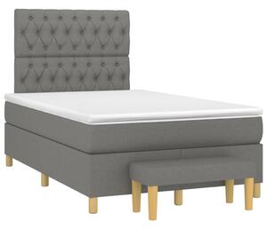 VidaXL Κρεβάτι Boxspring με Στρώμα Σκούρο Γκρι 120x190 εκ Υφασμάτινο