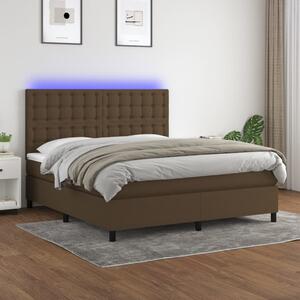 VidaXL Κρεβάτι Boxspring με Στρώμα & LED Σκ.Καφέ 180x200εκ. Υφασμάτινο