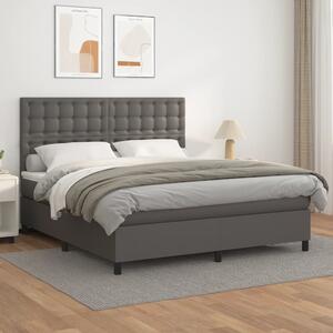 VidaXL Κρεβάτι Boxspring με Στρώμα Γκρι 180x200 εκ. Συνθετικό Δέρμα