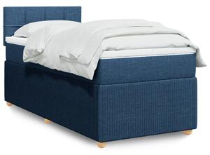 VidaXL Κρεβάτι Boxspring με Στρώμα Μπλε 90x190 εκ.Υφασμάτινο