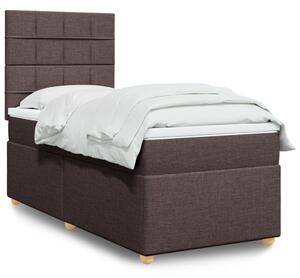 VidaXL Κρεβάτι Boxspring με Στρώμα Σκούρο Καφέ 90x200 εκ. Υφασμάτινο