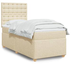 VidaXL Κρεβάτι Boxspring με Στρώμα Κρεμ 100 x 200 εκ. Υφασμάτινο