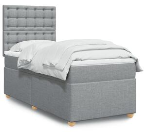 VidaXL Κρεβάτι Boxspring με Στρώμα Ανοιχτό Γκρι 90x200 εκ. Υφασμάτινο