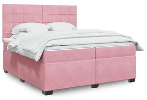 VidaXL Κρεβάτι Boxspring με Στρώμα Ροζ 200x200 εκ. Βελούδινο