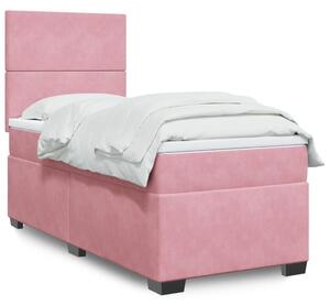 VidaXL Κρεβάτι Boxspring με Στρώμα Ροζ 90x190 εκ. Βελούδινο