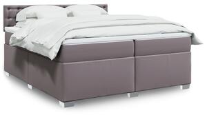 VidaXL Κρεβάτι Boxspring με Στρώμα Γκρι 200x200 εκ. Συνθετικό Δέρμα