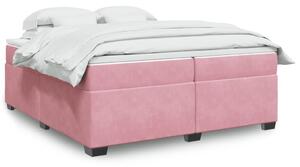 VidaXL Κρεβάτι Boxspring με Στρώμα Ροζ 200x200 εκ. Βελούδινο