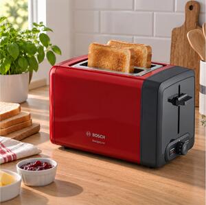 Φρυγανιέρα Bosch DesignLine TAT4P424 με ισχύ 970W και χωρητικότητα 2 φέτες ψωμιού - Red