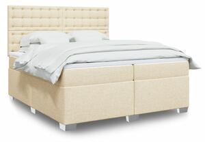 VidaXL Κρεβάτι Boxspring με Στρώμα Κρεμ 200x200 εκ. Υφασμάτινο