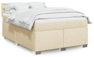 VidaXL Κρεβάτι Boxspring με Στρώμα Κρεμ 140x190 εκ. Υφασμάτινο