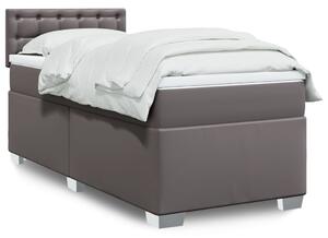 VidaXL Κρεβάτι Boxspring με Στρώμα Γκρι 80 x 200 εκ. Συνθετικό Δέρμα