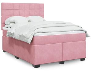 VidaXL Κρεβάτι Boxspring με Στρώμα Ροζ 160x200 εκ. Βελούδινο