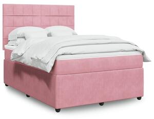 VidaXL Κρεβάτι Boxspring με Στρώμα Ροζ 160x200 εκ. Βελούδινο