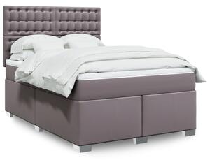 VidaXL Κρεβάτι Boxspring με Στρώμα Γκρι 140x200εκ. από Συνθετικό Δέρμα