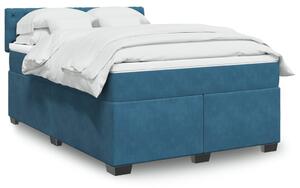 VidaXL Κρεβάτι Boxspring με Στρώμα Σκούρο Μπλε 140x190 εκ. Βελούδινο