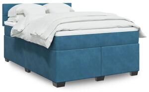 VidaXL Κρεβάτι Boxspring με Στρώμα Σκούρο Μπλε 140x190 εκ. Βελούδινο