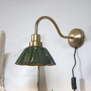 PR Home Φωτιστικό τοίχου Ester, πράσινο, προβολή 34 cm, μέταλλο, Πράσινο, Σαλόνι / τραπεζαρία, Μέταλλο, Vintage