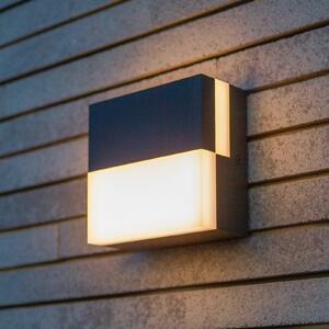 LUTEC Εξωτερικός φωτιστικός τοίχου LED DOMINO, σκούρο γκρι, 14 x cm, IP65, Γκρι, Αλουμίνιο, σύγχρονο
