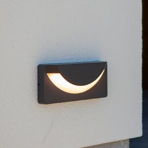 LUTEC Εξωτερικός φωτιστικός τοίχου LED LUPS, σκούρο γκρι, πλάτος 23 cm, IP54, Γκρι, Αλουμίνιο, σύγχρονο, Γωνιακός τοίχος