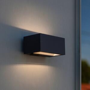 LUTEC Εξωτερικός φωτιστικός τοίχου LED GEMINI, σκούρο γκρι, 14 cm, IP54, προς τα, Γκρι, Αλουμίνιο, σύγχρονο, Γωνιακός τοίχος