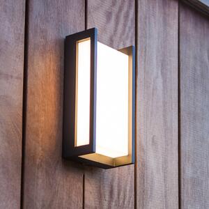 LUTEC Εξωτερικός φωτιστικός τοίχου LED QUBO, σκούρο γκρι, ύψος 22 cm, μέταλλο IP54, Γκρι, Αλουμίνιο, σύγχρονο