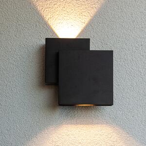 LUTEC Εξωτερικός φωτιστικός τοίχου LED RIALTO, μαύρος, 20 cm, IP44, προς τα πάνω/κάτω, Μαύρο, Αλουμίνιο, σύγχρονο, Πρίζα τοίχου πάνω/κάτω