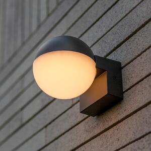 LUTEC Εξωτερικός φωτιστικός τοίχου LED LOOMA, σκούρο γκρι, Ø 10 cm, μέταλλο IP54, Γκρι, Αλουμίνιο, σύγχρονο, Στρογγυλό τοίχο