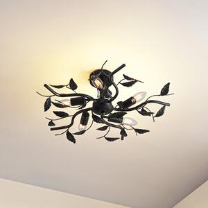 Lindby Φωτιστικό οροφής Yos, 5 φώτα, 58 cm, μαύρο-χρυσό, E14, ρυθμιζόμενος, Μαύρο, υπνοδωμάτιο, Μέταλλο, Φλωρεντινή, Οροφή πολλαπλής φλόγας