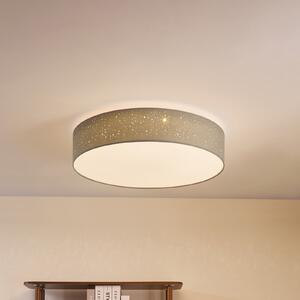 Lindby LED φωτιστικό οροφής Ellamina, 60 cm, ανοιχτό γκρι, ύφασμα, ρυθμιζόμενος, Γκρι, Σαλόνι / τραπεζαρία, Ύφασμα / Κλωστοϋφαντουργία, σύγχρονο
