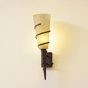 Lindby Φωτιστικό τοίχου Anouk, ύψος 44 cm, γυαλί, μέταλλο, φακός, ρυθμιζόμενος, Καφέ / Σκουριάς, Σαλόνι / τραπεζαρία, Μέταλλο, Εξοχική κατοικία / Ρουστίκ
