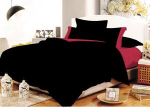 Σετ Σεντόνια ΚΟΜΒΟΣ Cotton Line Black - Red Μονόχρωμα με Φάσα Μονά με λάστιχο 100x200+20