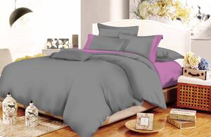 Σετ Σεντόνια ΚΟΜΒΟΣ Cotton Line Grey-Lilac Μονόχρωμα με Φάσα Υπέρδιπλα 220x240