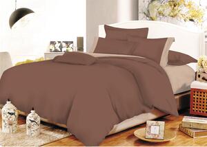 Σετ Σεντόνια ΚΟΜΒΟΣ Cotton Line Brown - Beige Μονόχρωμα με Φάσα Υπέρδιπλα 220x240