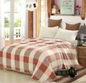 Κουβέρτα Διπλή 200x240 Flannel Natural Home Καρό Σομόν