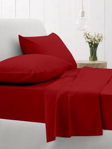 Σεντόνια Μονά 105x205+30 Με Λάστιχο Σετ 3 Τεμ. Sunshine Home Cotton Feelings 113 Red