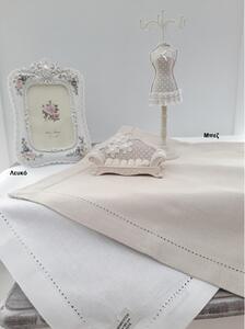 Ράνερ 45x160 Βαμβακερό Natural Home Hemstitch Λευκό