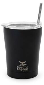 Θερμός Coffee Mug 350ml με Καλαμάκι ESTIA Save the Aegean Midnight Black