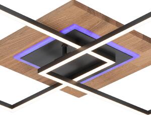 Elobra Φωτιστικό οροφής LED Panama M Plus, δρυς/μαύρο, μήκος 61 cm, ρυθμιζόμενος, Ξύλου, Σαλόνι / τραπεζαρία, Ξύλο, σύγχρονο