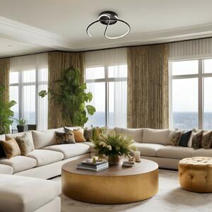 Milagro Lighting Φωτιστικό οροφής LED Delta, μέταλλο, μαύρο, 4.000 K, Μαύρο, Σαλόνι / τραπεζαρία, Μέταλλο, σύγχρονο