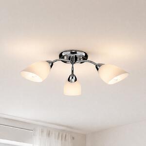 Milagro Lighting Φωτιστικό οροφής Portos, 3 λάμπες, λευκό/χρώμιο, μέταλλο, Ø 54 cm, ρυθμιζόμενος, Λευκό, Σαλόνι / τραπεζαρία, Μέταλλο